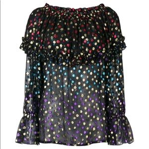 ❤️ $3K SAINT LAURENT silk metallic dot blouse